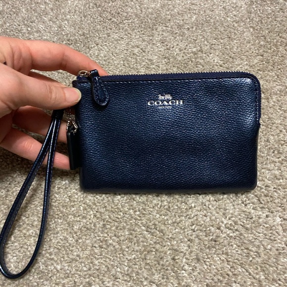 Coach Handbags - Coach Metallic Blue Wristlet